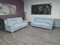 Комплект светло сиви дивани от плат две тройки, снимка 1 - Дивани и мека мебел - 44297942