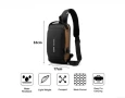 Мъжка чанта за през рамо, Crossbody, с USB поддръжка за зареждане, джоб против кражба, водоустойчивa, снимка 4