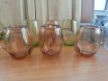 Стъклени чаши халби цветно стъкло, снимка 1 - Антикварни и старинни предмети - 36989694