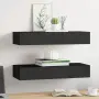 vidaXL Стенни рафтове с чекмеджета, 2 бр, черни, 60x23,5x10 см, МДФ, снимка 3