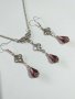 Прелестен комплект бижута с кристали в цвят бургунди и изящна орнаментирана основа в цвят Сребро , снимка 5