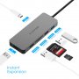 LENTION USB C хъб с 4K HDMI, 3 USB порта, Type C PD, SD/Micro SD адаптер за четец на карти, сребрист, снимка 2