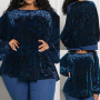 Приказна модерна еластична блуза кадифе, полупрозрачна - изключително мека и комфортна, снимка 1 - Блузи с дълъг ръкав и пуловери - 44737685