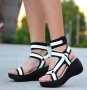 Сандали на плаформа - черно и бяло лак с черно ходило - SK017, снимка 3