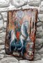 икона Свети Мина на кон със светци 21/15 см - УНИКАТ, декупаж, снимка 2