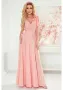 Елегантна дълга рокля в светлорозов цвят 405-3 Numoco, снимка 1