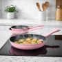 Комплект тигани Cheffinger розово с мраморно покритие - 3 части за всяка кухня - розов цвят , снимка 3