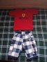 Детски шорти / къси панталони и червена тениска с лого и надпис Ферари за момче 3- 5 годишно, снимка 1 - Детски тениски и потници - 37630493