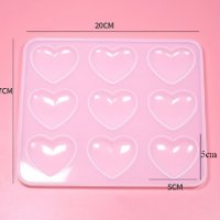 9 сърца сърце прозрачен силиконов молд форма фондан шоколад смола гипс украса, снимка 3 - Форми - 29997547