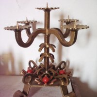 Стар голям свещник от ковано желязо за 5 свещи, снимка 1 - Антикварни и старинни предмети - 31669971