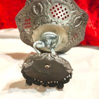 Прекрасен Метален Съд Фруктиера с Тюркоази, снимка 3 - Антикварни и старинни предмети - 42261750