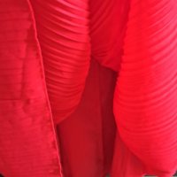 Червена солей, плисирана рокля Л ХЛ размер , снимка 6 - Рокли - 42655452