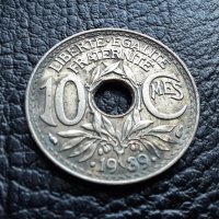 Стара монета 10 сантима 1939 г. Франция-топ !, снимка 2 - Нумизматика и бонистика - 42211533