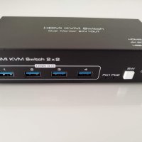 VPFET HDMI KVM превключвател 2 монитора 2 компютъра 4K60HZ, снимка 8 - Кабели и адаптери - 44161754
