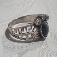 Vintage сребърен пръстен 925 с котешко око , снимка 6 - Пръстени - 44406188