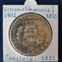 Монета Сардиния 5 Лири 1821 г. Виктор Емануел I, снимка 1 - Нумизматика и бонистика - 31097536