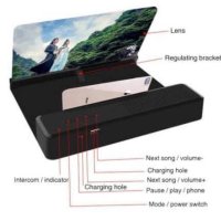3D увеличителен екран за телефон, Bluetooth колонка, Домашно кино, снимка 2 - 3D VR очила за смартфон - 38049116