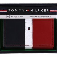 Нов Tommy Hilfiger Мъжки Кожен Портфейл Портмоне Подаръчна Кутия Цветен
