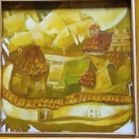 Бианка Ненова, Наивистична картина "Селски двор", снимка 3 - Картини - 40856874