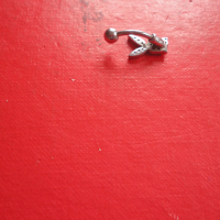 Сребърна обеца за пъп пиърсинг с камъни плейбой 925, снимка 5 - Обеци - 44620902