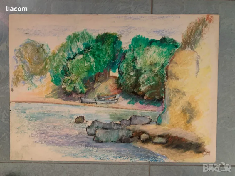 Ганчо Чолаков (1922-1999) пастел - пейзаж, снимка 1