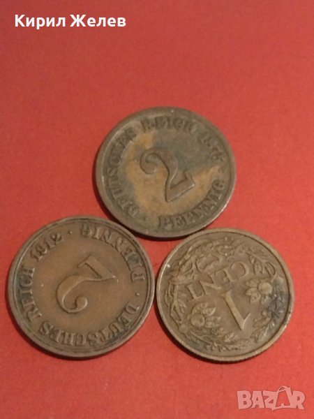 Три монети 1 цент 1960г. Недерландия / 2 пфенинг 1875 / 1912г. Уникати за КОЛЕКЦИОНЕРИ 31450, снимка 1
