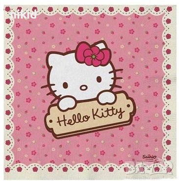Hello Kitty Коте Кити розови 8 бр парти салфетки за рожден ден, снимка 1