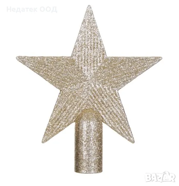 Връх за коледна елха, звезда, шампанско, 15 см, снимка 1