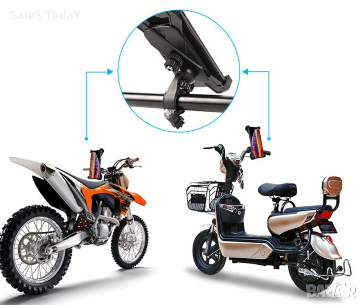 Стойка за телефон за мотор, велосипед, универсална стойка за колело, АТВ, мотор, скутер, черен , снимка 1