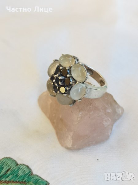 Прекрасен Сребърен Пръстен с Естествени Камъни, снимка 1