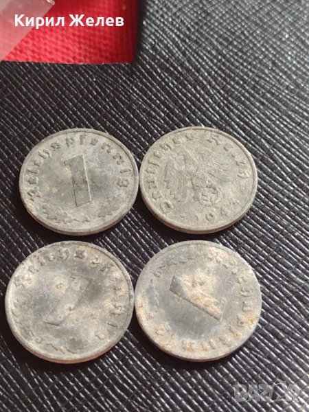 ЧЕТИРИ МОНЕТИ 1 райхспфенинг различни години НАЦИСТКА ГЕРМАНИЯ ТРЕТИ РАЙХ С СВАСТИКА 31577, снимка 1