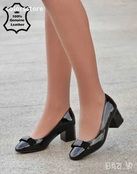 Обувки на ток - черен ЕСТЕСТВЕН лак - 17016Z-4-1K, снимка 1