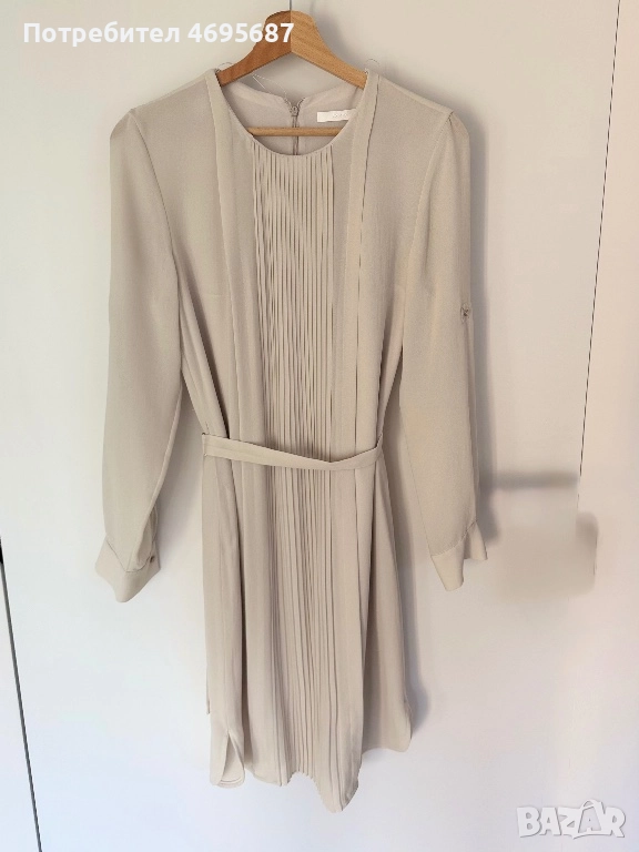 Елегантна рокля Hugo Boss, светъл екрю, размер S–M, снимка 1