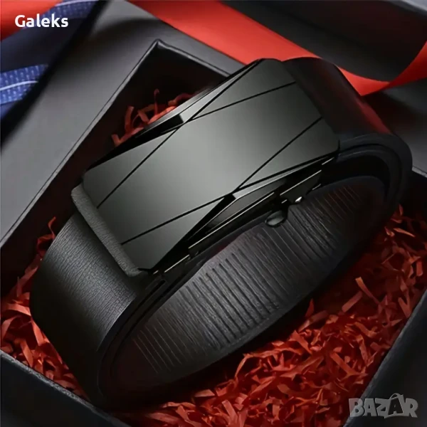 Мъжки, Официални/Дизайнерски черни автоматични кожени колани с модерен дизайн!, снимка 1