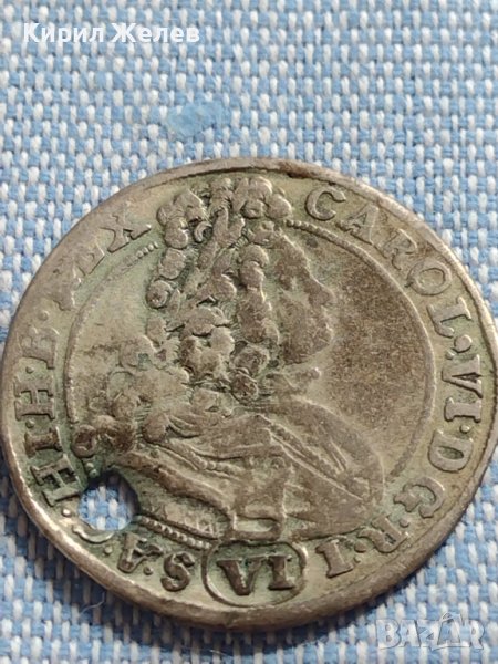 Сребърна монета 6 кройцера 1713г. Карл шести Бреслау Селезия 24952, снимка 1
