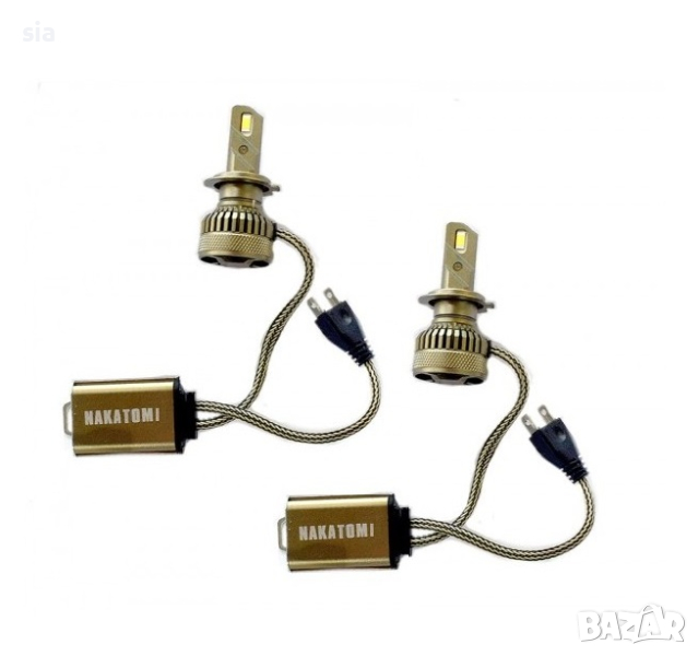 H7, Диодни крушки, NAKATOMI, 12V- 24V, 60W, 6800 LM, комплект, снимка 1