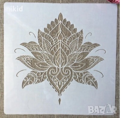 20*20 см Лотос Лотус Мандала стенсил шаблон декор торта мебел стена с боя плат и др арт scrapbooking, снимка 1
