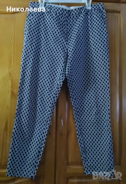 Панталон в бяло и тъмно синьо,на ромбоиди, XL, снимка 1