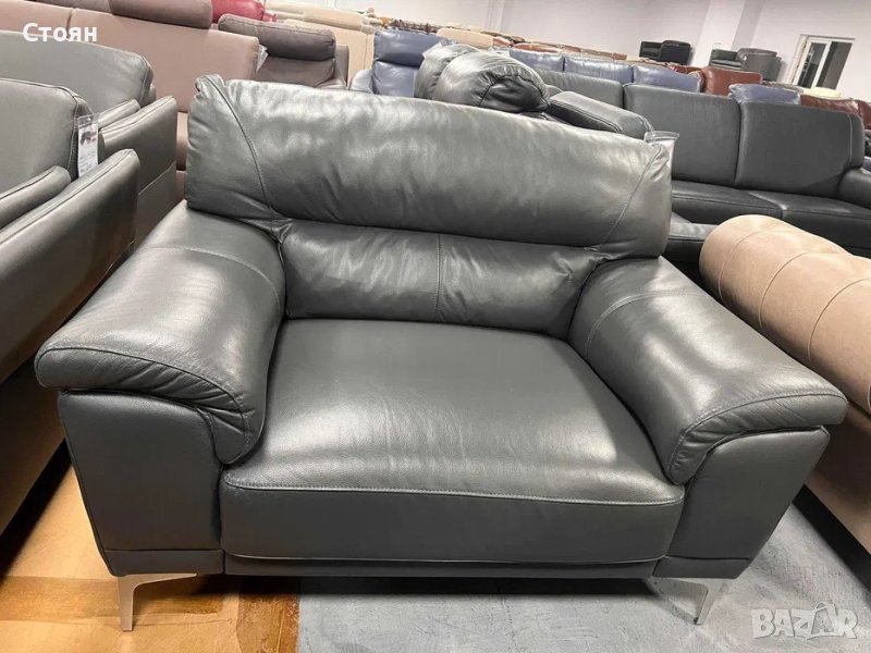 Сив кожен фотьойл, снимка 1