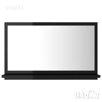 vidaXL Огледало за баня, черен гланц, 60x10,5x37 см, ПДЧ(SKU:804569, снимка 1