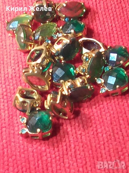 СТАР СКЪПОЦЕНЕН ГЕРДАН със ЗЕЛЕН ФАСЕТИРАН ХРИЗОЛИТ БРОНЗ ПОЗЛАТА за НАНИЗ ХЕНД-МЕЙД 19485, снимка 1