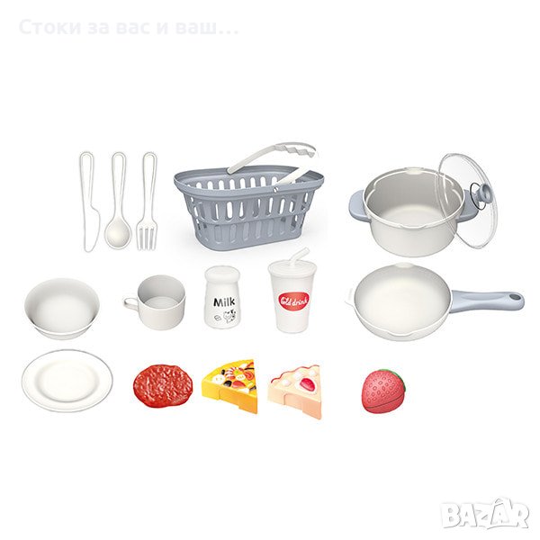 Кошница с посуда и хранителни продукти, снимка 1