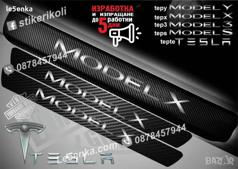 ПРАГОВЕ карбон Tesla Model X фолио стикери tepx, снимка 1