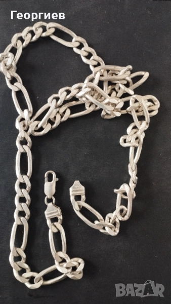 Тежки сребърни синджири с проба 925.Позлатени сребърни обеци., снимка 1