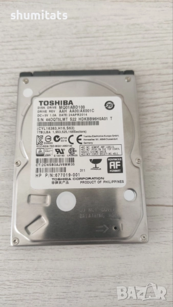 Хард диск за лаптоп 1000mb Toshiba 100% здраве, снимка 1