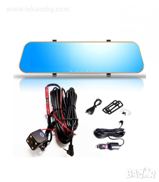 ВИДЕОРЕГИСТРАТОР ОГЛЕДАЛО С ДОПЪЛНИТЕЛНА КАМЕРА ЗА ЗАДНО ВИЖДАНЕ - код 550, снимка 1