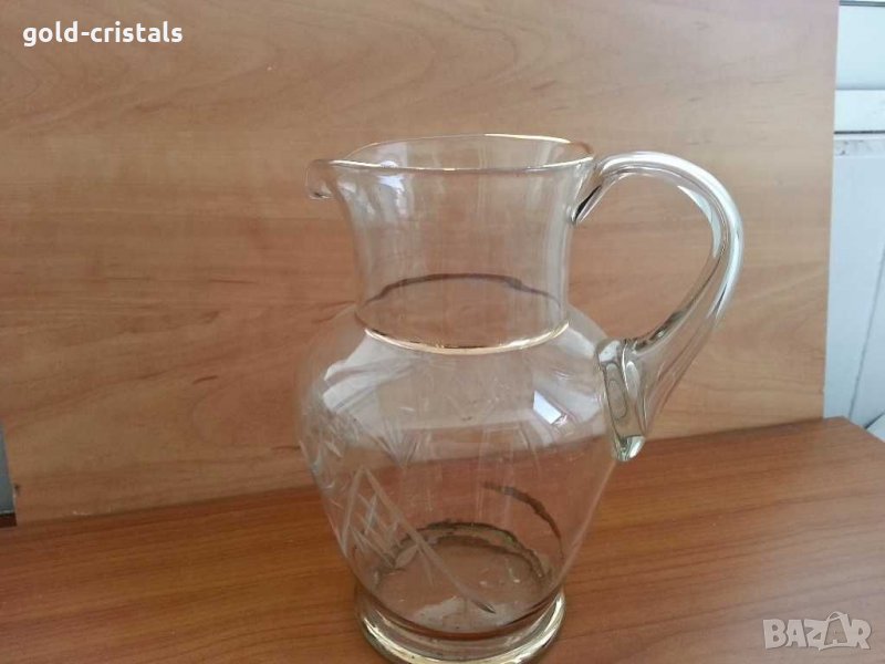  стъклена кана гравирана, снимка 1