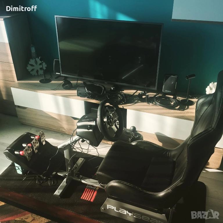 Playseat Evolution Black + Волан Logitech G27 + Shifter + Floor Mat Next Level Racing, снимка 1