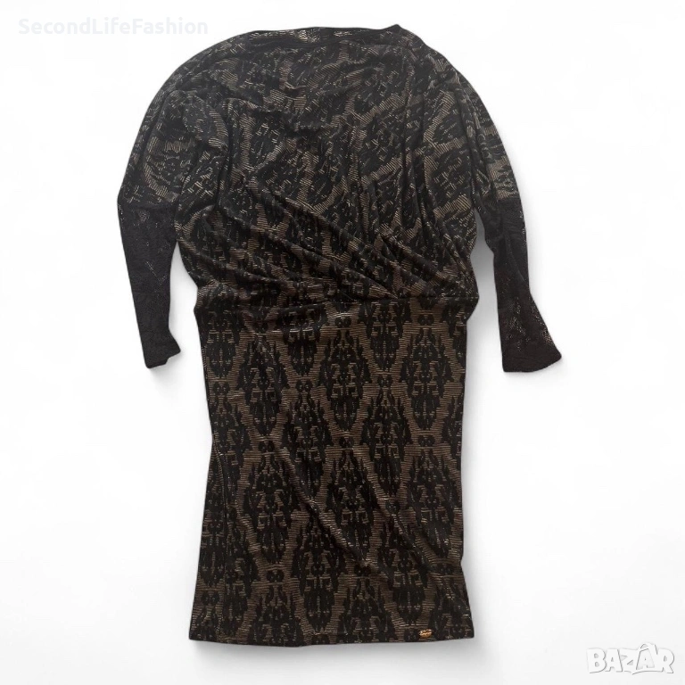 Дамска рокля Lucy, дантелена, вискоза черно-златиста размер S/M, снимка 1