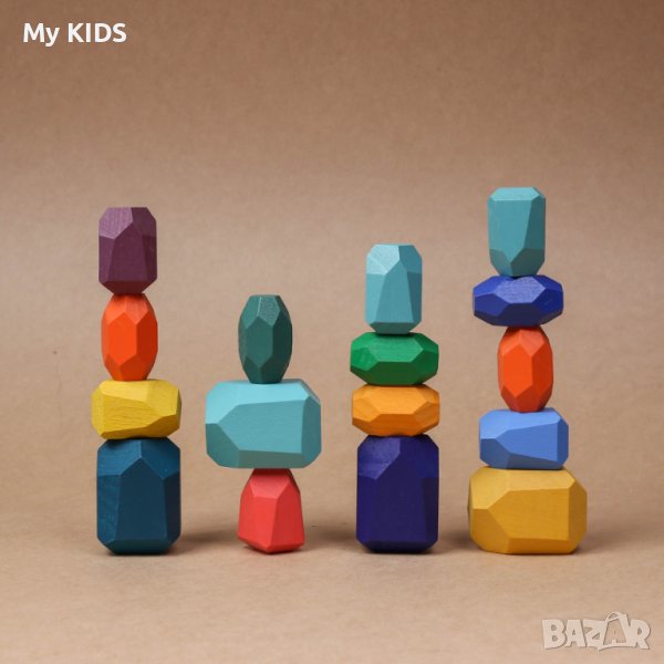 детска игра Дървени камъчета - Монтесори, снимка 1